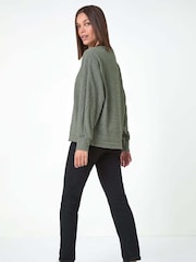 Roman Green Plain Long Sleeve Textured Jersey Top - Image 3 of 5