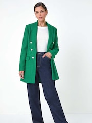 Roman Green Tailored Longline Boucle Jacket - Image 1 of 5