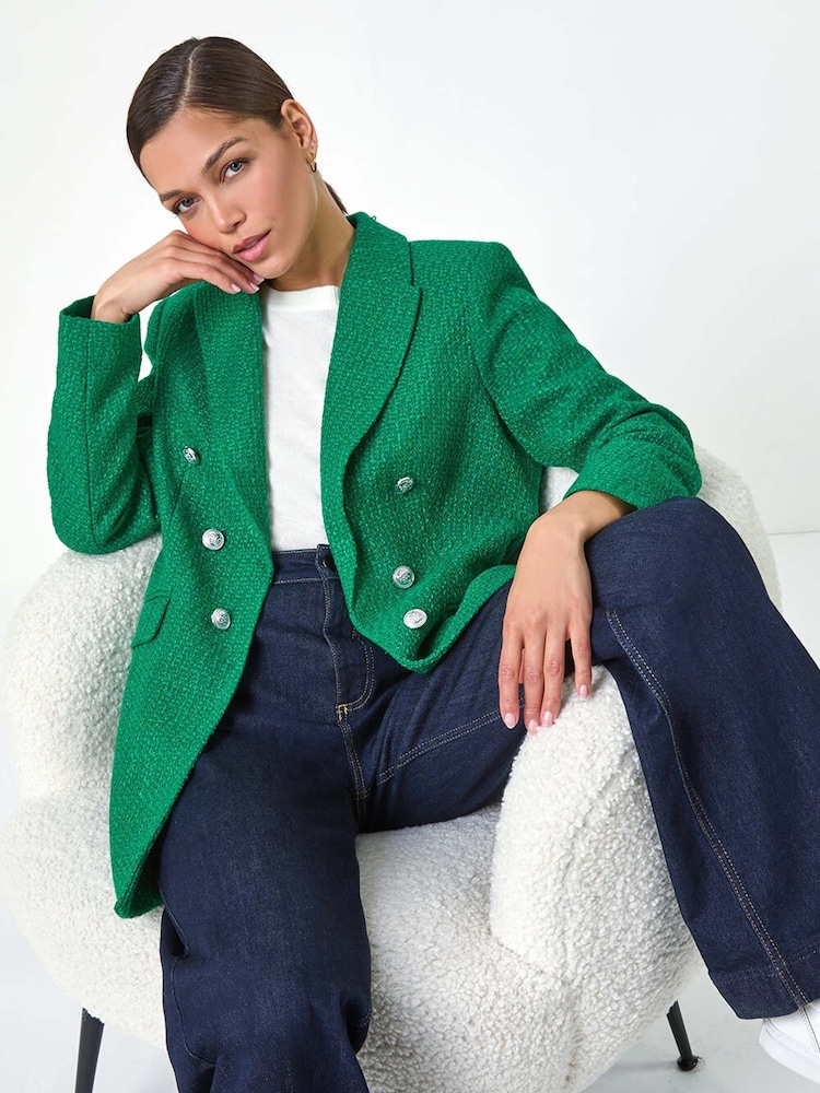 Roman Green Tailored Longline Boucle Jacket - Image 2 of 5