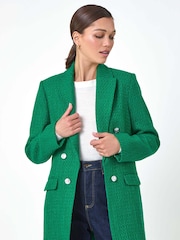 Roman Green Tailored Longline Boucle Jacket - Image 3 of 5