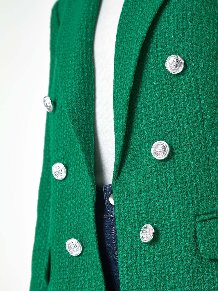 Roman Green Tailored Longline Boucle Jacket - Image 5 of 5
