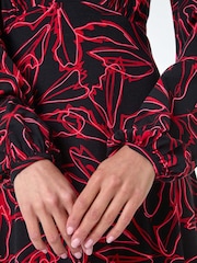 Roman Red Leaf Print Stretch Tea Dress - Image 5 of 5