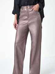 Roman Metallic Coated Stretch Waist Wide Leg Jeans - Image 5 of 6