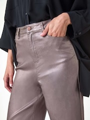Roman Metallic Coated Stretch Waist Wide Leg Jeans - Image 6 of 6