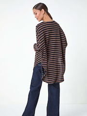 Roman Brown Contrast Stripe Stretch Jersey Top - Image 3 of 5