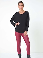Roman Black V-Neck Tunic Stretch Tunic Top - Image 2 of 5