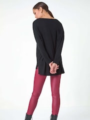 Roman Black V-Neck Tunic Stretch Tunic Top - Image 3 of 5