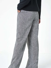 Roman Grey Tailored Texture Wide Leg Stretch Trousers - Image 6 of 8