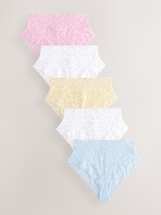 Pastel High Rise High Leg Floral Lace Knickers 5 Pack - Image 5 of 12