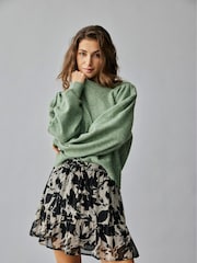 JDY Green Long Sleeve Fine Knit Jumper - Image 1 of 8