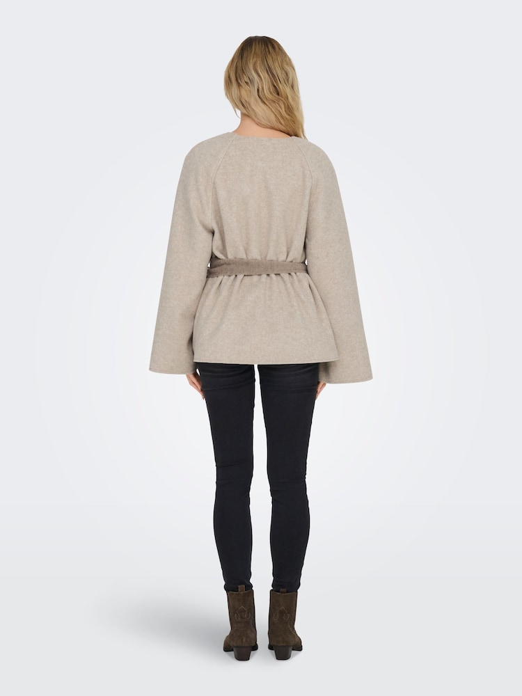 JDY Cream Wrap Kimono Soft Jacket - Image 2 of 8 JDY Cream Wrap Kimono Soft Jacket - Image 2 of 8