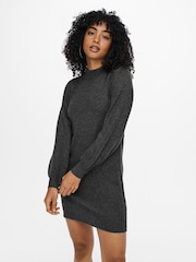 JDY Grey High Neck Knitted Jumper Dress - Image 1 of 5