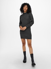 JDY Grey High Neck Knitted Jumper Dress - Image 2 of 5