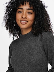 JDY Grey High Neck Knitted Jumper Dress - Image 3 of 5