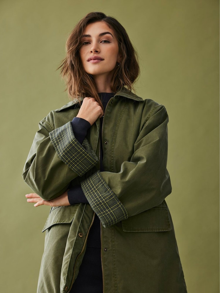 JDY Green Coated Barn 100% Cotton Jacket - Image 2 of 5