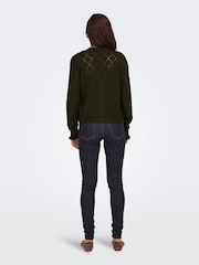 JDY Green Structured Knitted Cardigan With Frill Sleeves - Image 2 of 6