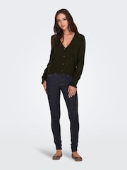 JDY Green Structured Knitted Cardigan With Frill Sleeves - Image 3 of 6