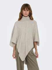 JDY Cream Roll Neck Poncho - Image 1 of 6