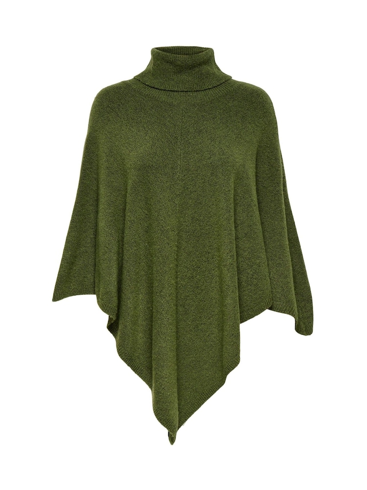JDY Green Roll Neck Poncho - Image 1 of 2