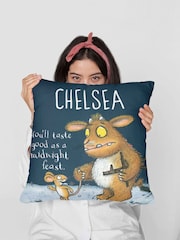 Star Editions Child Personalised Gruffalos Blue/Cream 100% Cotton Cushion - Image 1 of 3