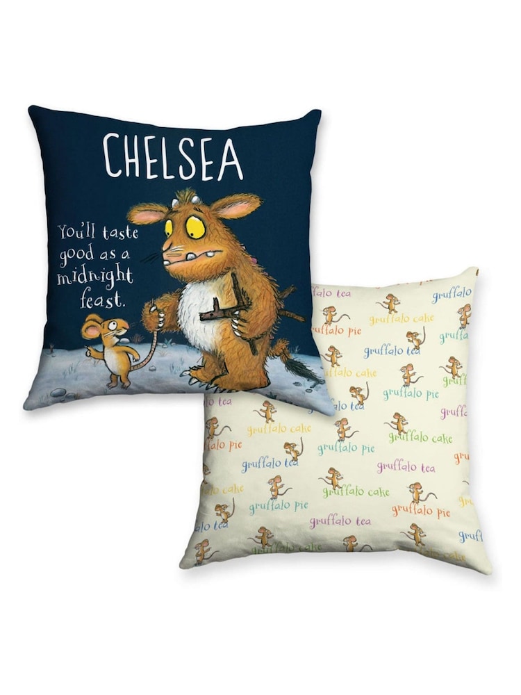 Star Editions Child Personalised Gruffalos Blue/Cream 100% Cotton Cushion - Image 2 of 3