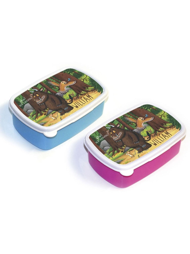 Star Editions Personalised Gruffalo and Owl Blue/Pink Lunch Box - Image 1 of 3