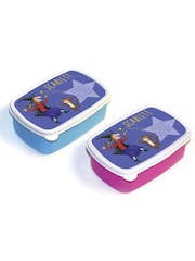Star Editions Personalised Witch And Cat Room On The Broom Blue/Pink Lunch Box - Image 1 of 3