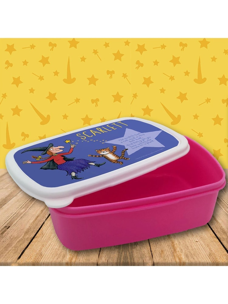 Star Editions Personalised Witch And Cat Room On The Broom Blue/Pink Lunch Box - Image 2 of 3