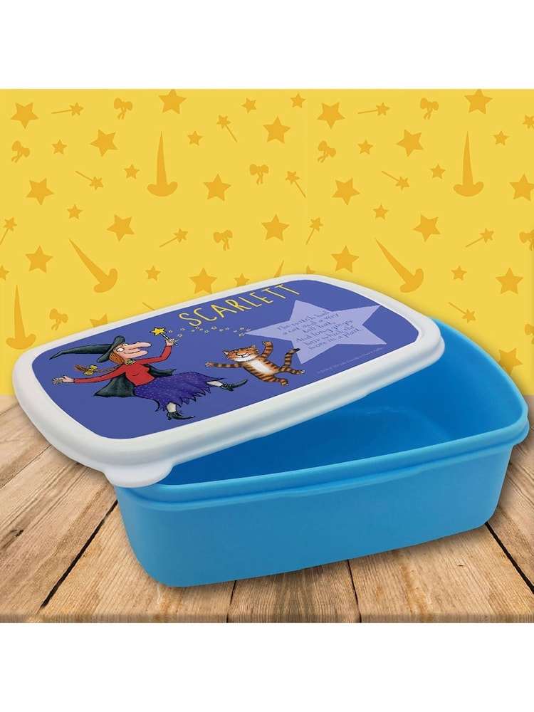 Star Editions Personalised Witch And Cat Room On The Broom Blue/Pink Lunch Box - Image 3 of 3