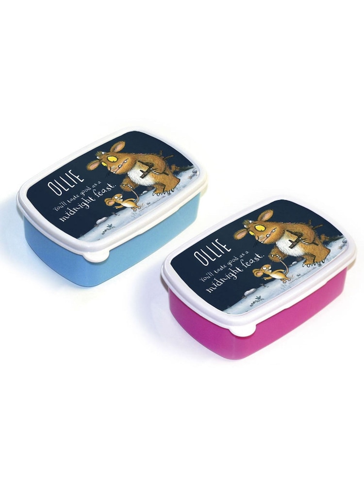 Star Editions Child Personalised Gruffalos Blue/Pink Lunch Box - Image 1 of 3