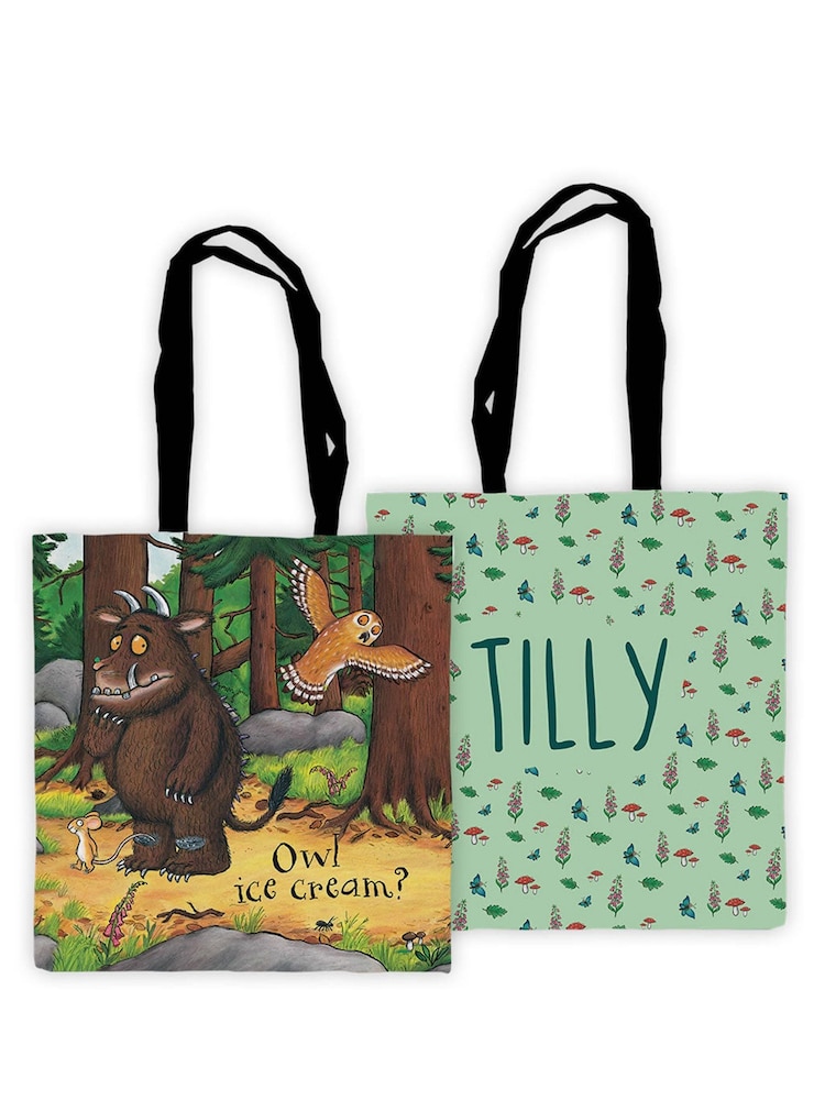 Star Editions Personalised 100% Cotton Owl Ice cream Gruffalo Edge to Edge Tote Green Bag - Image 1 of 2
