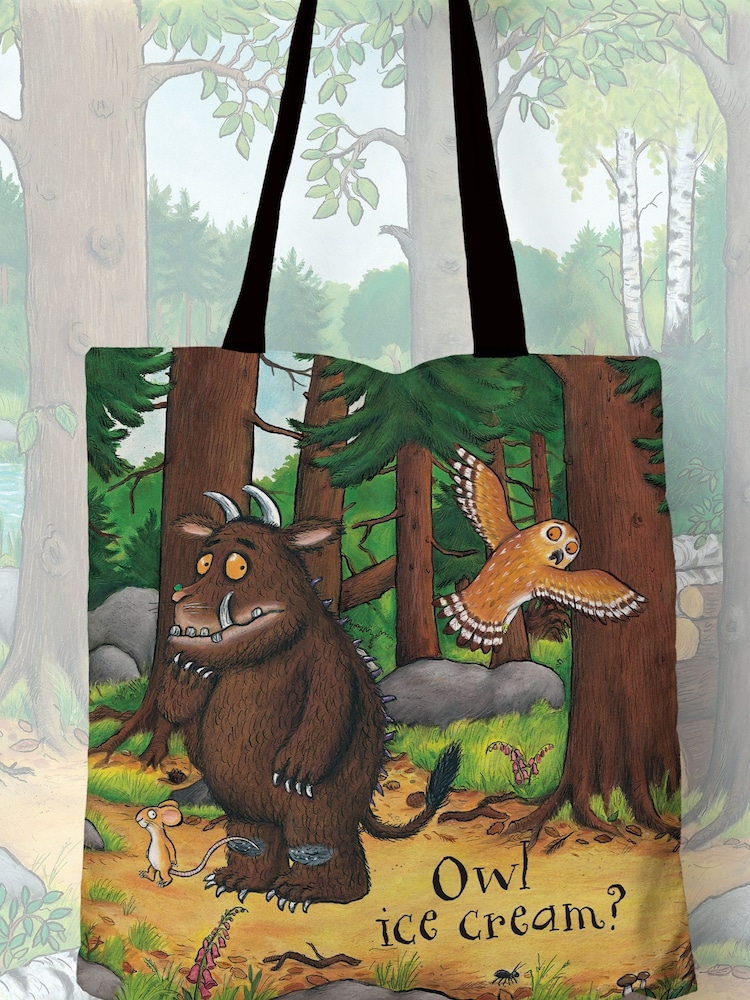 Star Editions Personalised 100% Cotton Owl Ice cream Gruffalo Edge to Edge Tote Green Bag - Image 2 of 2