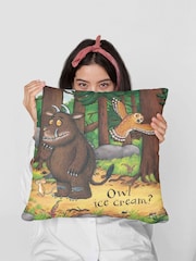 Star Editions Personalised Owl Ice cream Gruffalo Green 100% Cotton Cushion - Image 1 of 3