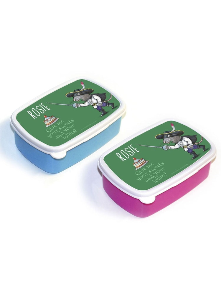 Star Editions Personalised Highway Rat Give Me Your Sweets Blue/Pink Lunch Box - Image 1 of 3
