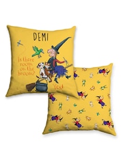 Star Editions Yellow Personalised Room On The Broom 100% Cotton Cushion - Image 2 of 2