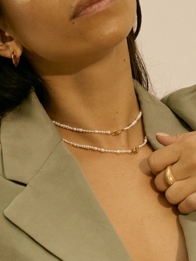 Otiumberg Gold Vermeil Pearl Link Up Necklace - Image 2 of 4