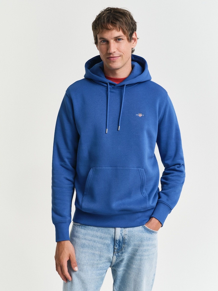 Albastru - GANT Regular Shield Logo 100% Cotton Hoodie - Image 1 of 5