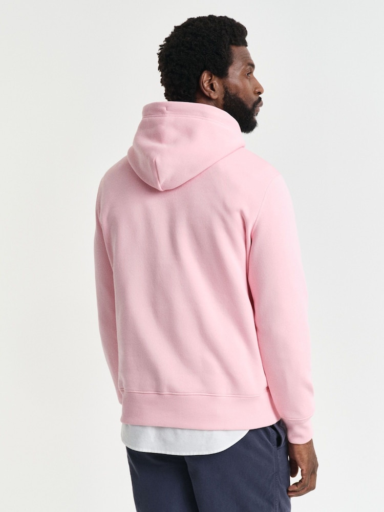 GANT Pink Regular Shield Logo 100% Cotton Hoodie - Image 2 of 3