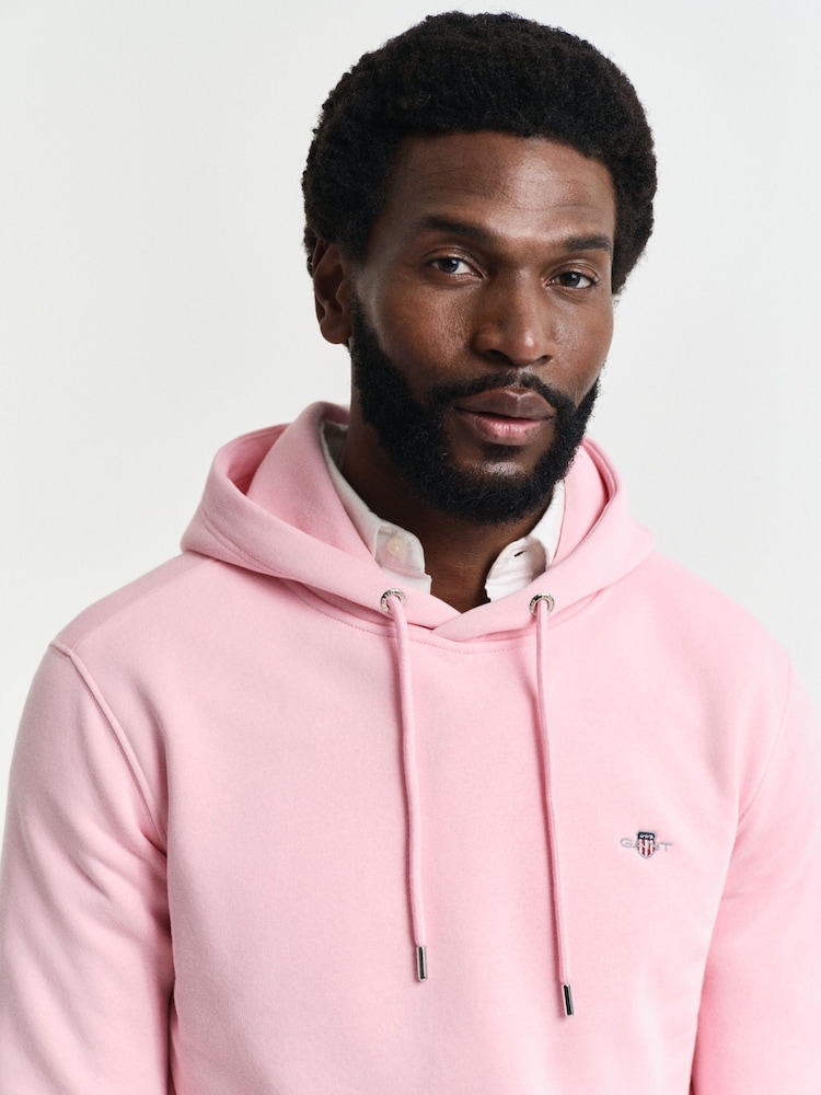 GANT Pink Regular Shield Logo 100% Cotton Hoodie - Image 3 of 3