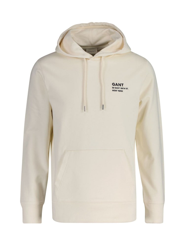 Cream - GANT Script 100% Cotton Graphic Hoodie - Image 1 of 2