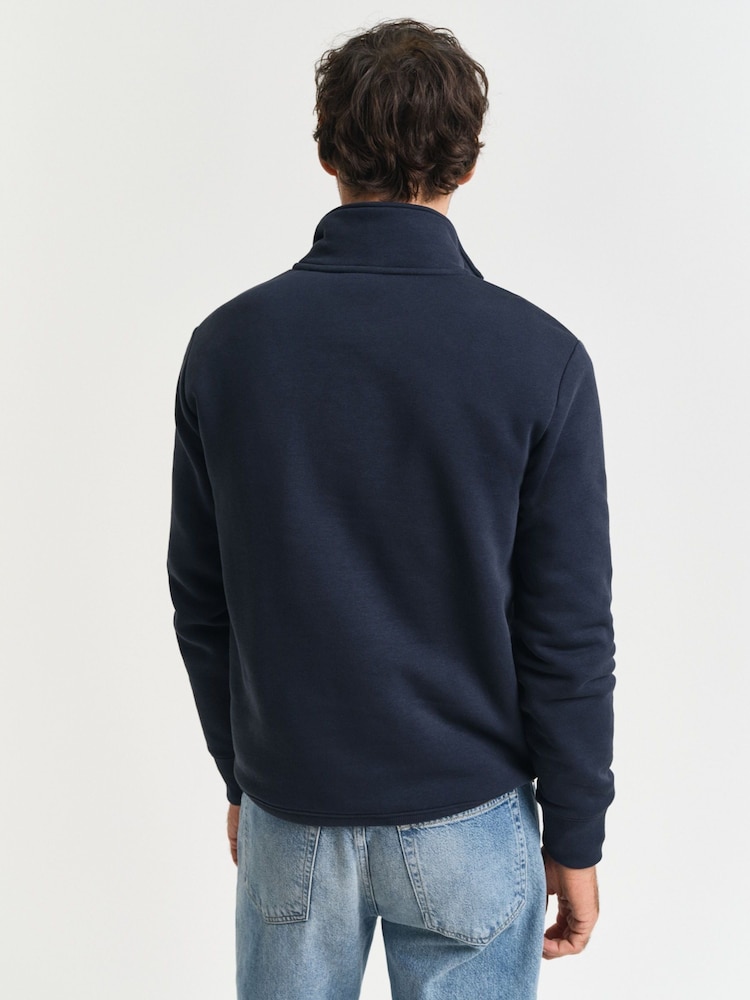GANT Navy Graphic Half Zip 100% Cotton Sweatshirt - Image 2 of 5