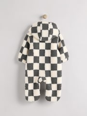 Grey Cosy Checkerboard Borg Baby Pramsuit (0mths-2yrs) - Image 2 of 7