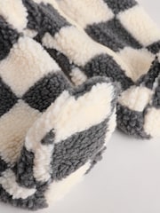 Grey Cosy Checkerboard Borg Baby Pramsuit (0mths-2yrs) - Image 6 of 7
