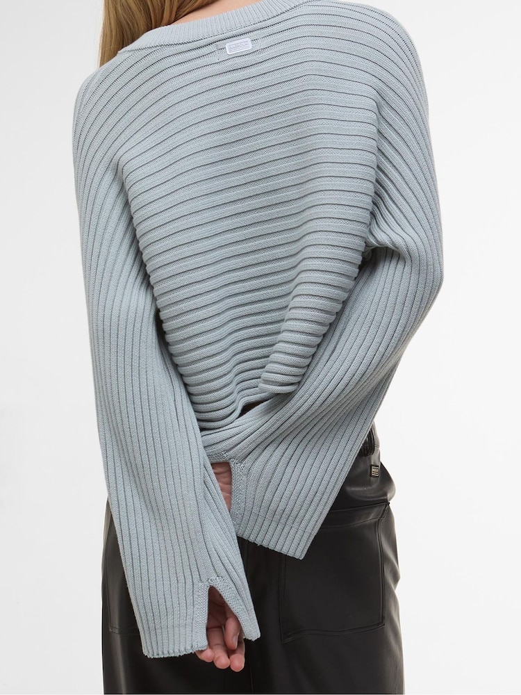 Barbour® International Blue Zola Knitted 100% Cotton Jumper - Image 2 of 7