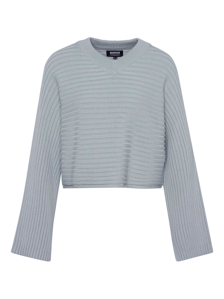 Barbour® International Blue Zola Knitted 100% Cotton Jumper - Image 7 of 7