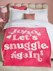 Pink Let's Snuggle Again Slogan Fleece Throw - Image 1 of 5
