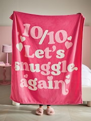 Pink Let's Snuggle Again Slogan Fleece Throw - Image 4 of 5