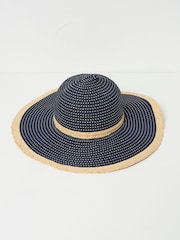 FatFace Navy Ribbon Floppy Sun Hat - Image 1 of 2