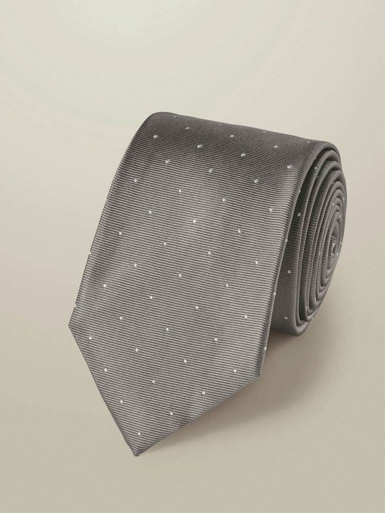 Charles Tyrwhitt Grey Silk Spot Tie - Image 1 of 3 Charles Tyrwhitt Grey Silk Spot Tie - Image 1 of 3