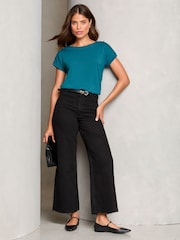 Lipsy Teal Blue Round Neck T-Shirt - Image 3 of 4
